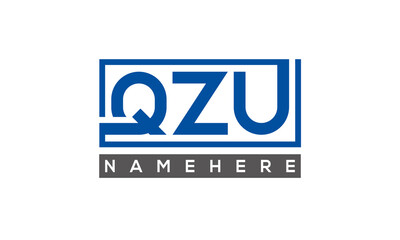 QZU Letters Logo With Rectangle Logo Vector