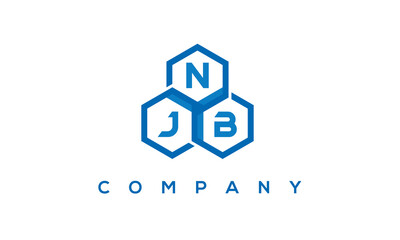 NJB letters design logo with three polygon hexagon logo vector template	