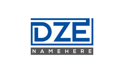 DZE Letters Logo With Rectangle Logo Vector