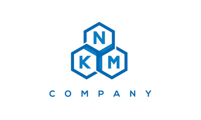 NKM letters design logo with three polygon hexagon logo vector template	