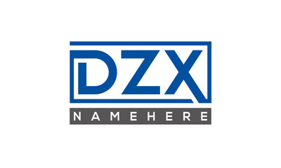 DZX Letters Logo With Rectangle Logo Vector