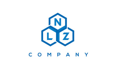 NLZ letters design logo with three polygon hexagon logo vector template	