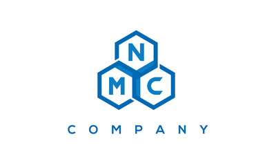 NMC letters design logo with three polygon hexagon logo vector template	