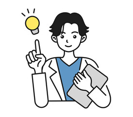 提案をする白衣を着た男性の看護師/医師のイラスト素材