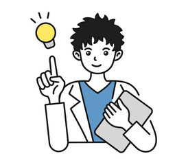 提案をする白衣を着た男性の看護師/医師のイラスト素材