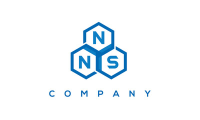 NNS letters design logo with three polygon hexagon logo vector template	