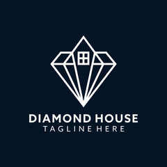 Luxury diamond house line art minimalist logo design
