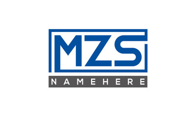 MZS Letters Logo With Rectangle Logo Vector