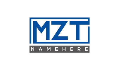 MZT Letters Logo With Rectangle Logo Vector