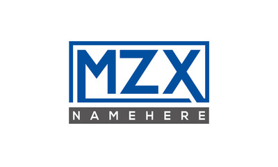 MZX Letters Logo With Rectangle Logo Vector