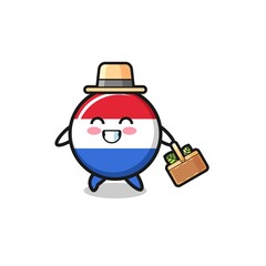 Fototapeta premium netherlands flag herbalist character searching a herbal