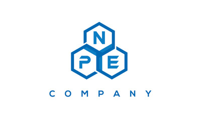 NPE letters design logo with three polygon hexagon logo vector template	