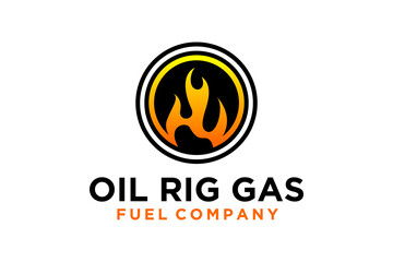 Flame with Letter O logo design Fuel Gas Oil icon company