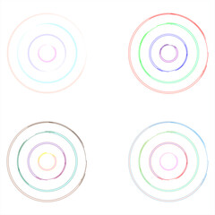 Colorful abstract circles set. Creative target symbol. Art design. Geometric sphere. Vector illustration. Stock image. 