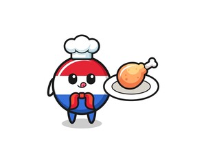 netherlands flag fried chicken chef cartoon character