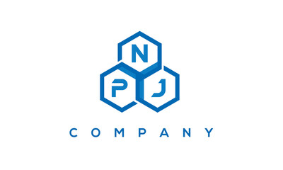 NPJ letters design logo with three polygon hexagon logo vector template	