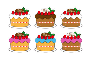色とりどりのクリスマスケーキ　6パターン