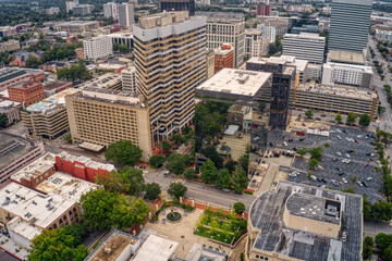 Aerial View of Downtown Columbia, South Carolina on a cloudy Day