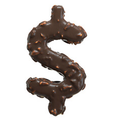 Creative art alphabet of chocolate,3d rendering. Cartoon nuts chocolate font. chocolate letters and numbers,Birthday party celebration.