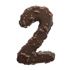 Creative art alphabet of chocolate,3d rendering. Cartoon nuts chocolate font. chocolate letters and numbers,Birthday party celebration.