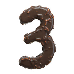 Creative art alphabet of chocolate,3d rendering. Cartoon nuts chocolate font. chocolate letters and numbers,Birthday party celebration.