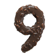 Creative art alphabet of chocolate,3d rendering. Cartoon nuts chocolate font. chocolate letters and numbers,Birthday party celebration.