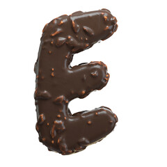Creative art alphabet of chocolate,3d rendering. Cartoon nuts chocolate font. chocolate letters and numbers,Birthday party celebration.