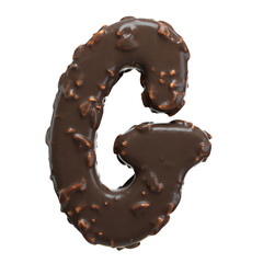 Creative art alphabet of chocolate,3d rendering. Cartoon nuts chocolate font. chocolate letters and numbers,Birthday party celebration.