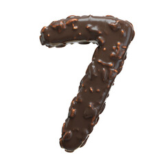 Creative art alphabet of chocolate,3d rendering. Cartoon nuts chocolate font. chocolate letters and numbers,Birthday party celebration.