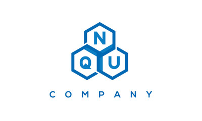 NQU letters design logo with three polygon hexagon logo vector template	