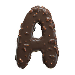 Creative art alphabet of chocolate,3d rendering. Cartoon nuts chocolate font. chocolate letters and numbers,Birthday party celebration.