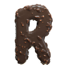 Creative art alphabet of chocolate,3d rendering. Cartoon nuts chocolate font. chocolate letters and numbers,Birthday party celebration.