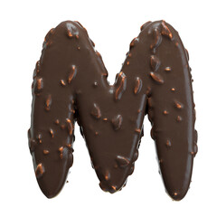 Creative art alphabet of chocolate,3d rendering. Cartoon nuts chocolate font. chocolate letters and numbers,Birthday party celebration.