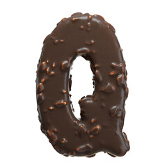 Creative art alphabet of chocolate,3d rendering. Cartoon nuts chocolate font. chocolate letters and numbers,Birthday party celebration.