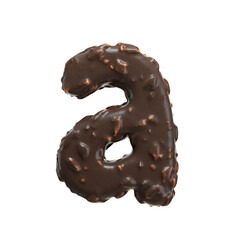Creative art alphabet of chocolate,3d rendering. Cartoon nuts chocolate font. chocolate letters and numbers,Birthday party celebration.