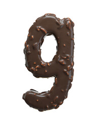 Creative art alphabet of chocolate,3d rendering. Cartoon nuts chocolate font. chocolate letters and numbers,Birthday party celebration.