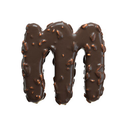 Creative art alphabet of chocolate,3d rendering. Cartoon nuts chocolate font. chocolate letters and numbers,Birthday party celebration.
