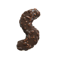 Creative art alphabet of chocolate,3d rendering. Cartoon nuts chocolate font. chocolate letters and numbers,Birthday party celebration.