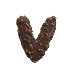 Creative art alphabet of chocolate,3d rendering. Cartoon nuts chocolate font. chocolate letters and numbers,Birthday party celebration.