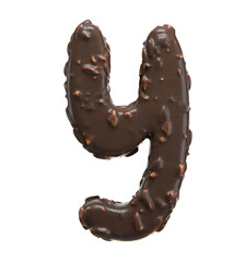 Creative art alphabet of chocolate,3d rendering. Cartoon nuts chocolate font. chocolate letters and numbers,Birthday party celebration.
