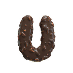 Creative art alphabet of chocolate,3d rendering. Cartoon nuts chocolate font. chocolate letters and numbers,Birthday party celebration.