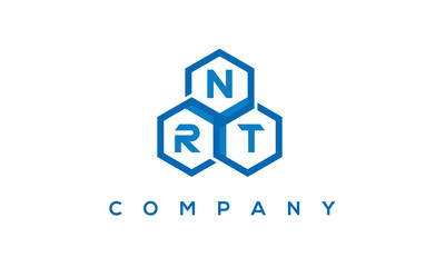 NRT letters design logo with three polygon hexagon logo vector template	