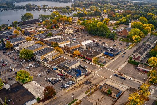 Aerial View of the Twin Cities Suburb of Excelsior, Minnesota