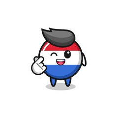 netherlands flag character doing Korean finger heart