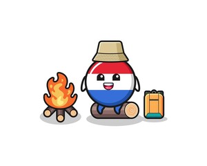 camping illustration of the netherlands flag cartoon