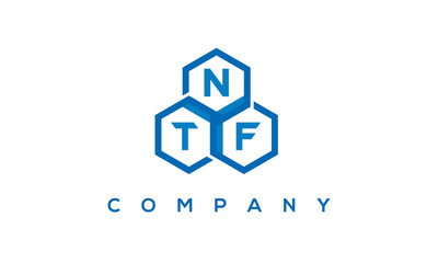 NTF letters design logo with three polygon hexagon logo vector template	