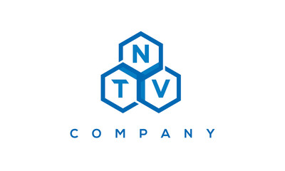 NTV letters design logo with three polygon hexagon logo vector template 