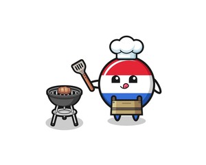 netherlands flag barbeque chef with a grill