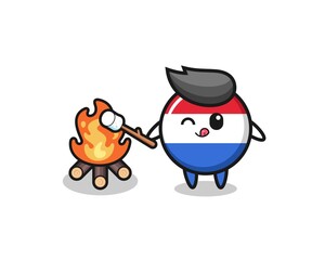 netherlands flag character is burning marshmallow