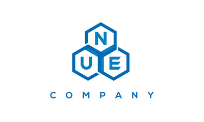 NUE letters design logo with three polygon hexagon logo vector template	